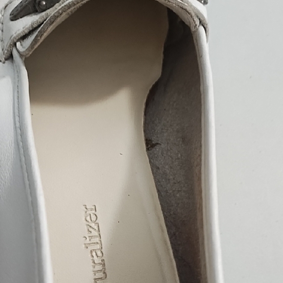 White Soft Leather Loafers with Tassels and Pewter Metal Ornament Rubber Soles - Picture 10 of 16